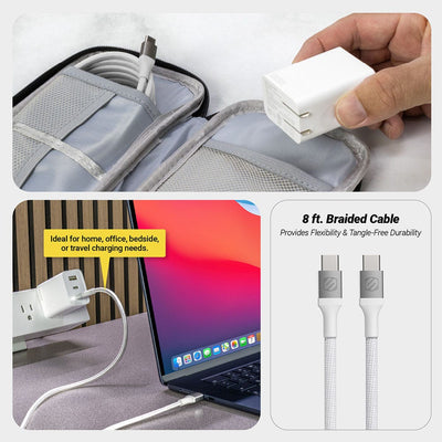 Ideal for home  office  bedside or travel charging needs. 8 foot braided cable provides flexibility and tangle free durability.