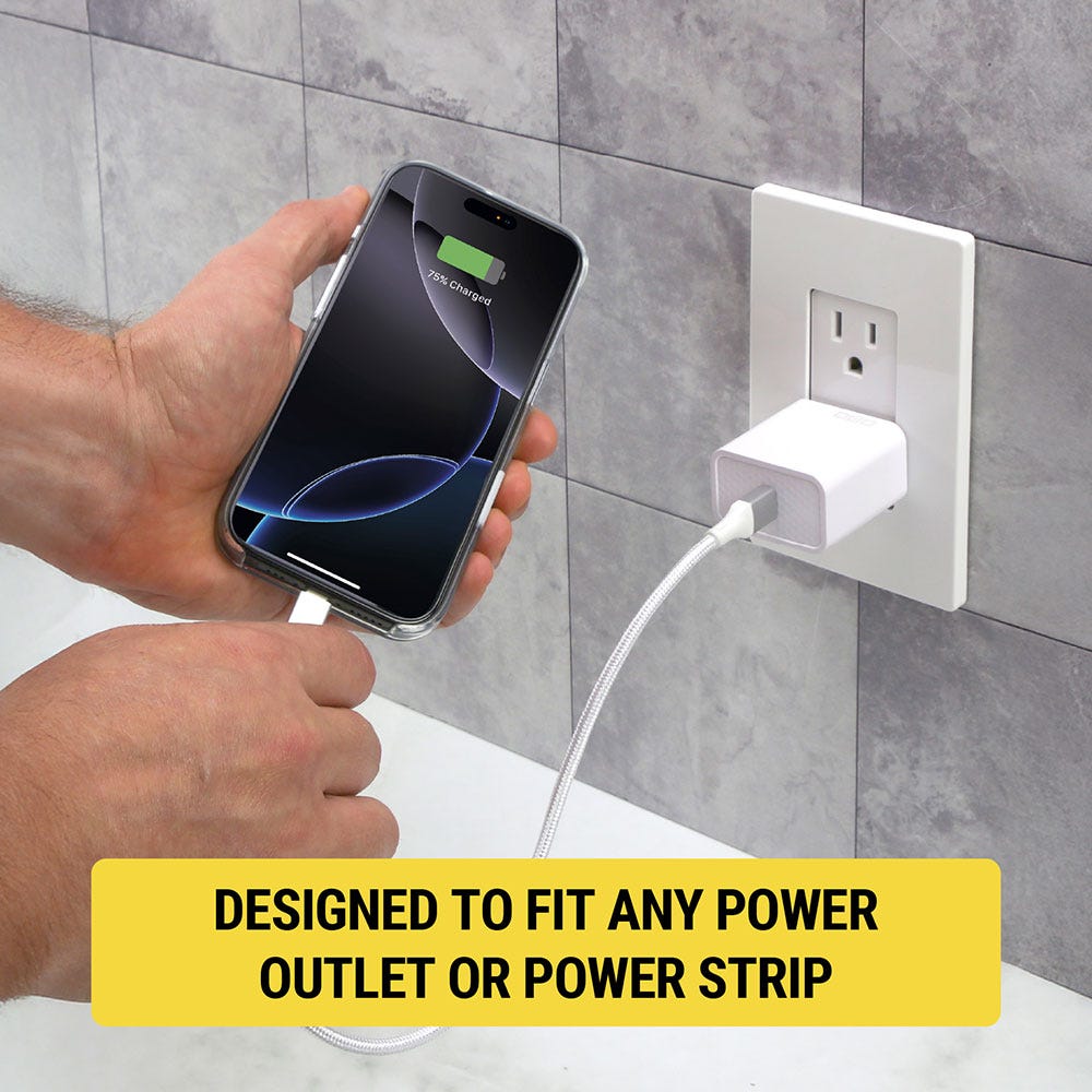 Designed to fit any power outlet or strip