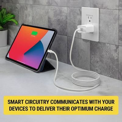 Smart circuitry communicates with your devices to deliver their optimum charge