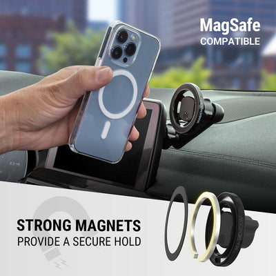 MagSafe compatible. Strong magnets provide a secure  hold