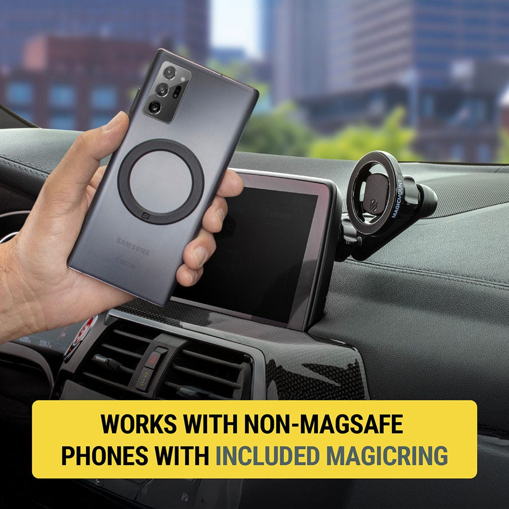 Works with non-MagSafe phones with included MagicRing