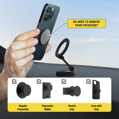 No need to remove your PopSocket. Regular PopSocket  PopSocket Wallet  Stretch Grip  Case with Grip
