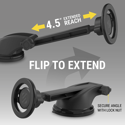 Flip to extend. 4.5 extended reach. secure angle with lock nut"