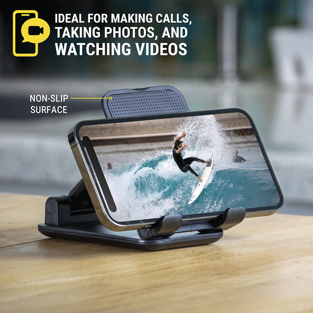 Ideal for making calls  taking photos and watching videos. Features non-slip surface