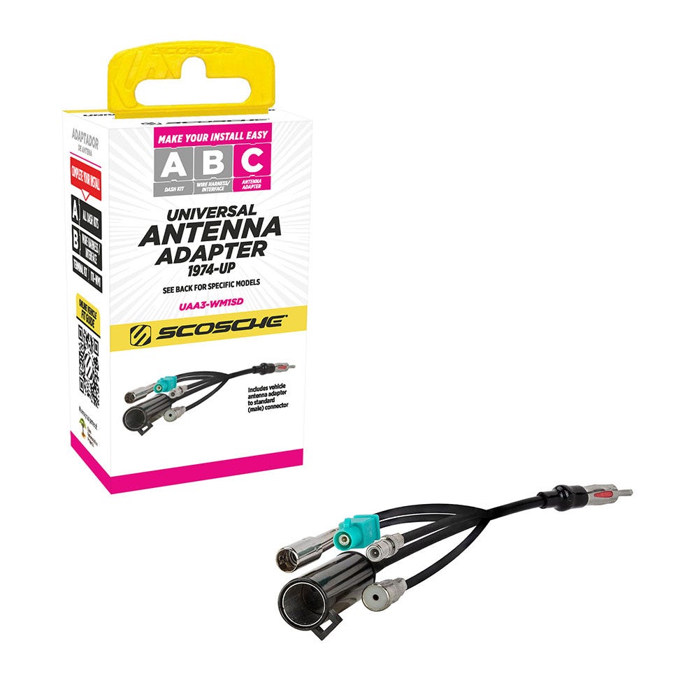 Scosche Multi-Vehicle All-in-One Antenna Adapter Compatible with Most Domestic & Import Vehicles UAA3