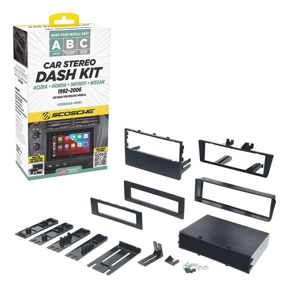 Scosche Double DIN or Single DIN Dash Kit Compatible w/ ‘80-04 Acuras and More UI3050A-WM1